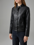 Faux Leather Jacket Women Boxy Studded Button Up Cropped Moto Jacket — Kharites Shop