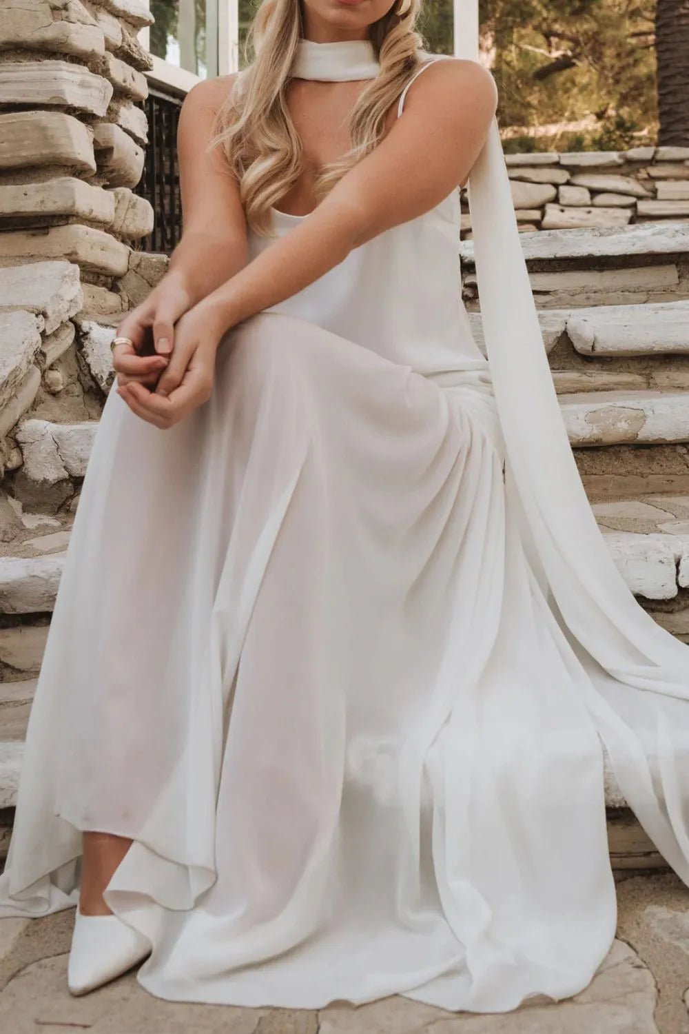 Adjustable Strap Maxi Cami Dress with Scarf - Kharites