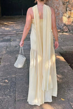 Adjustable Strap Maxi Cami Dress with Scarf - Kharites