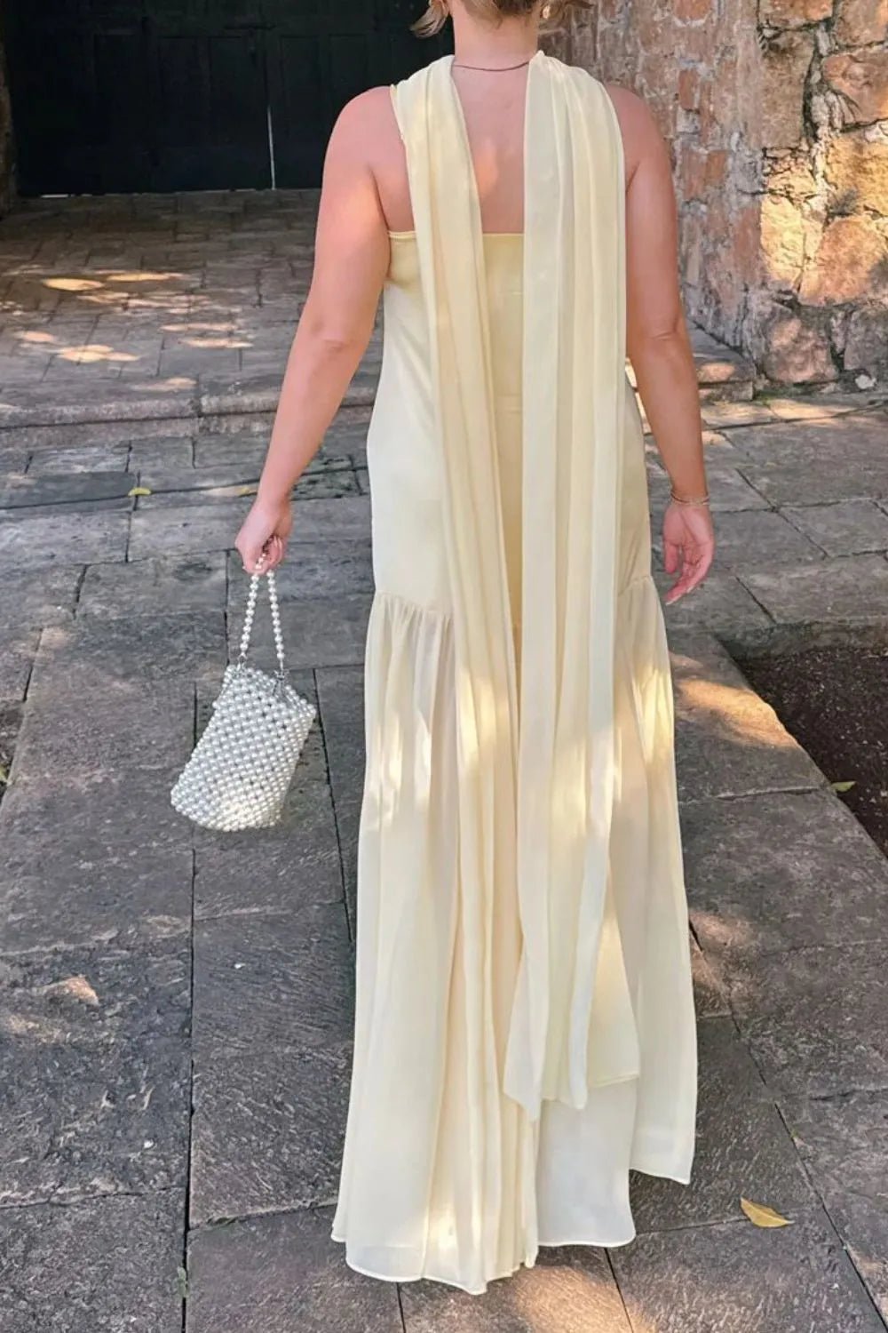Adjustable Strap Maxi Cami Dress with Scarf - Kharites