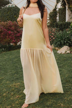 Adjustable Strap Maxi Cami Dress with Scarf - Kharites