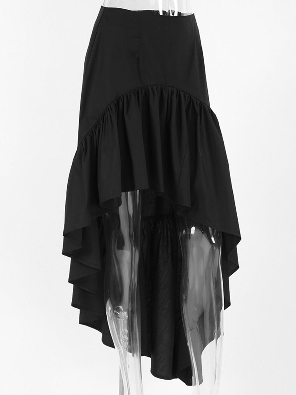 Asymmetrical Ruffle Hem Midi Skirt - Kharites