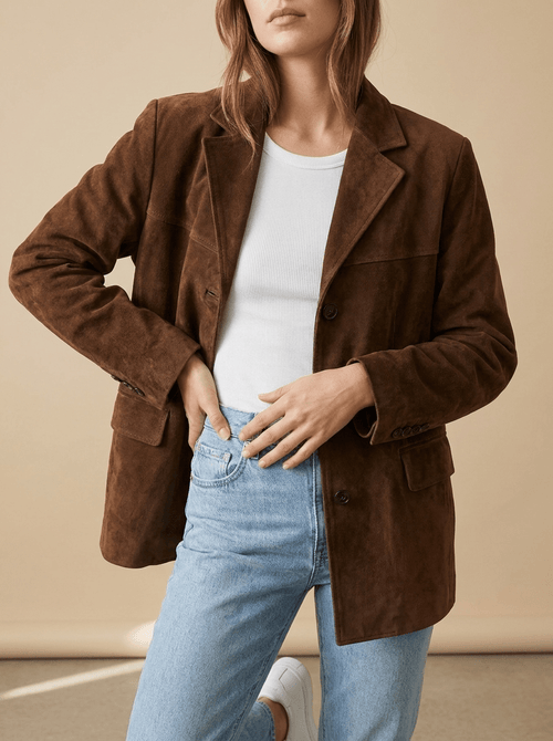 Blazer Jacket Women Lapel Collar Button Up Tailored Layer With Pockets — Kharites Shop - Kharites