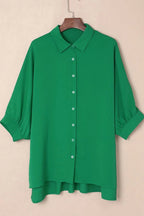 Collared Neck Three-Quarter Sleeve Shirt - Kharites