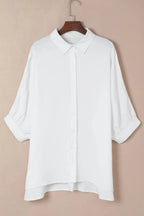Collared Neck Three-Quarter Sleeve Shirt - Kharites