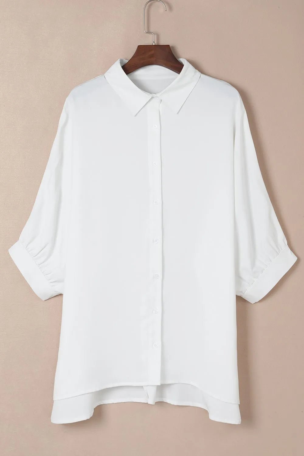 Collared Neck Three-Quarter Sleeve Shirt - Kharites