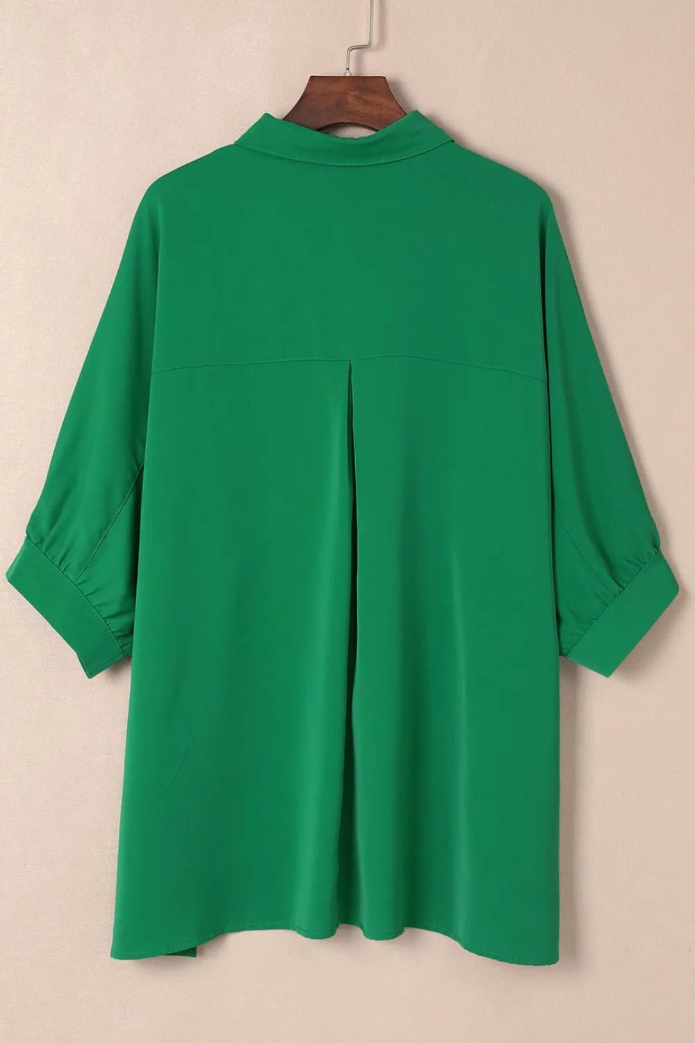 Collared Neck Three-Quarter Sleeve Shirt - Kharites