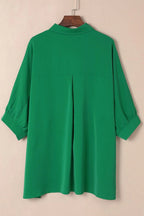 Collared Neck Three-Quarter Sleeve Shirt - Kharites