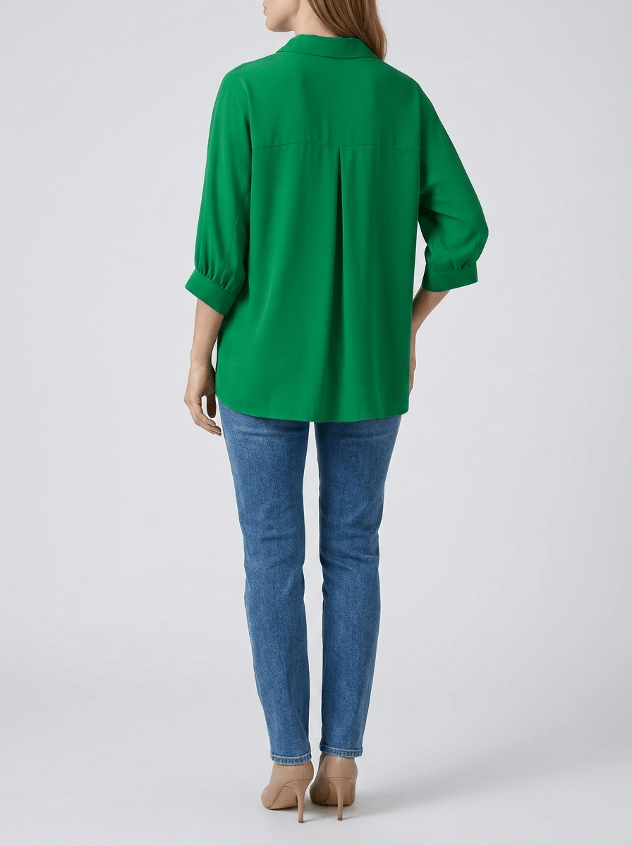 Collared Shirt Women Three Quarter Sleeve Button Down Casual Blouse — Kharites Shop - Kharites