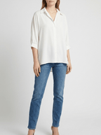 Collared Shirt Women Three Quarter Sleeve Button Down Casual Blouse — Kharites Shop - Kharites