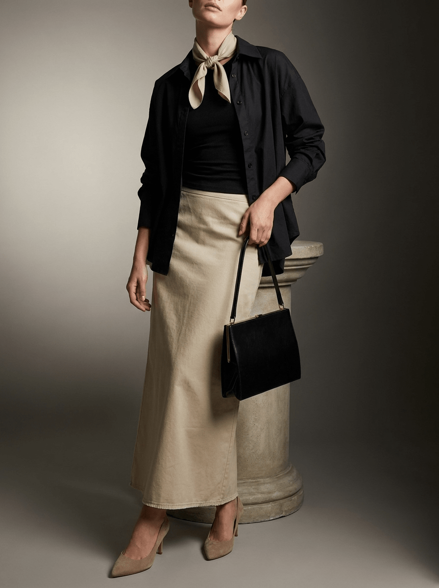Cotton Midi Skirt Women Side Slit High Waisted Casual Skirt — Kharites Shop - Kharites