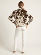 Cow Print Jacket Women Collared Button Up Western Shacket Lightweight — Kharites Shop - Kharites