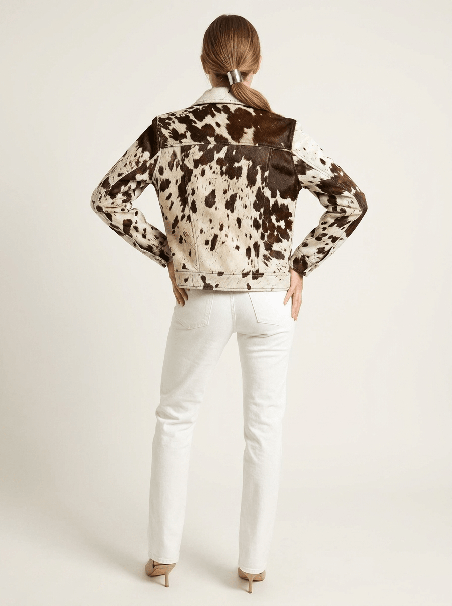 Cow Print Jacket Women Collared Button Up Western Shacket Lightweight — Kharites Shop - Kharites