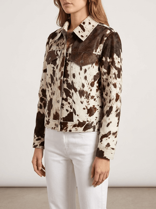 Cow Print Jacket Women Collared Button Up Western Shacket Lightweight — Kharites Shop - Kharites