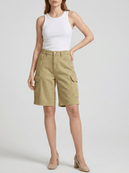 Denim Cargo Shorts Women High Waisted Casual Utility Shorts Pockets — Kharites Shop - Kharites