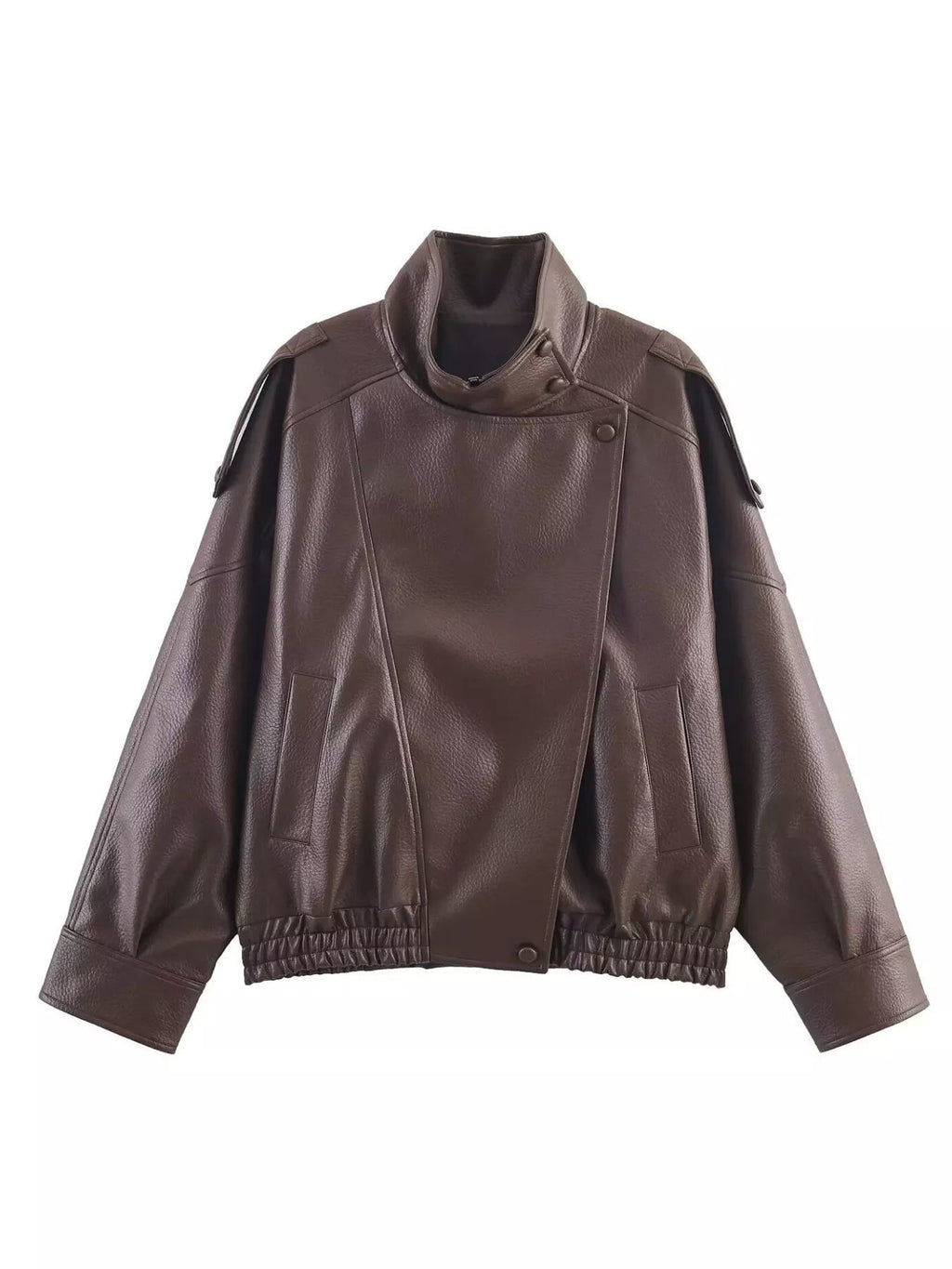 Faux Leather Moto Jacket Women Zip Up Biker Jacket With Pockets — Kharites Shop - Kharites