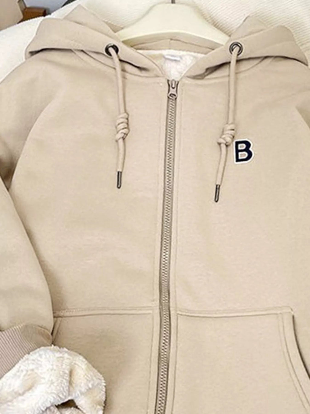Fleece Lined Zip Up Hoodie Women Drawstring Warm Jacket With Pockets — Kharites Shop - Kharites