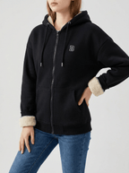 Fleece Lined Zip Up Hoodie Women Drawstring Warm Jacket With Pockets — Kharites Shop - Kharites
