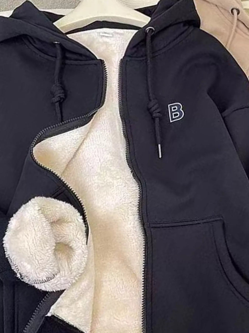 Fleece Lined Zip Up Hoodie Women Drawstring Warm Jacket With Pockets — Kharites Shop - Kharites