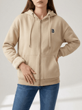 Fleece Lined Zip Up Hoodie Women Drawstring Warm Jacket With Pockets — Kharites Shop - Kharites