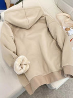 Fleece Lined Zip Up Hoodie Women Drawstring Warm Jacket With Pockets — Kharites Shop - Kharites