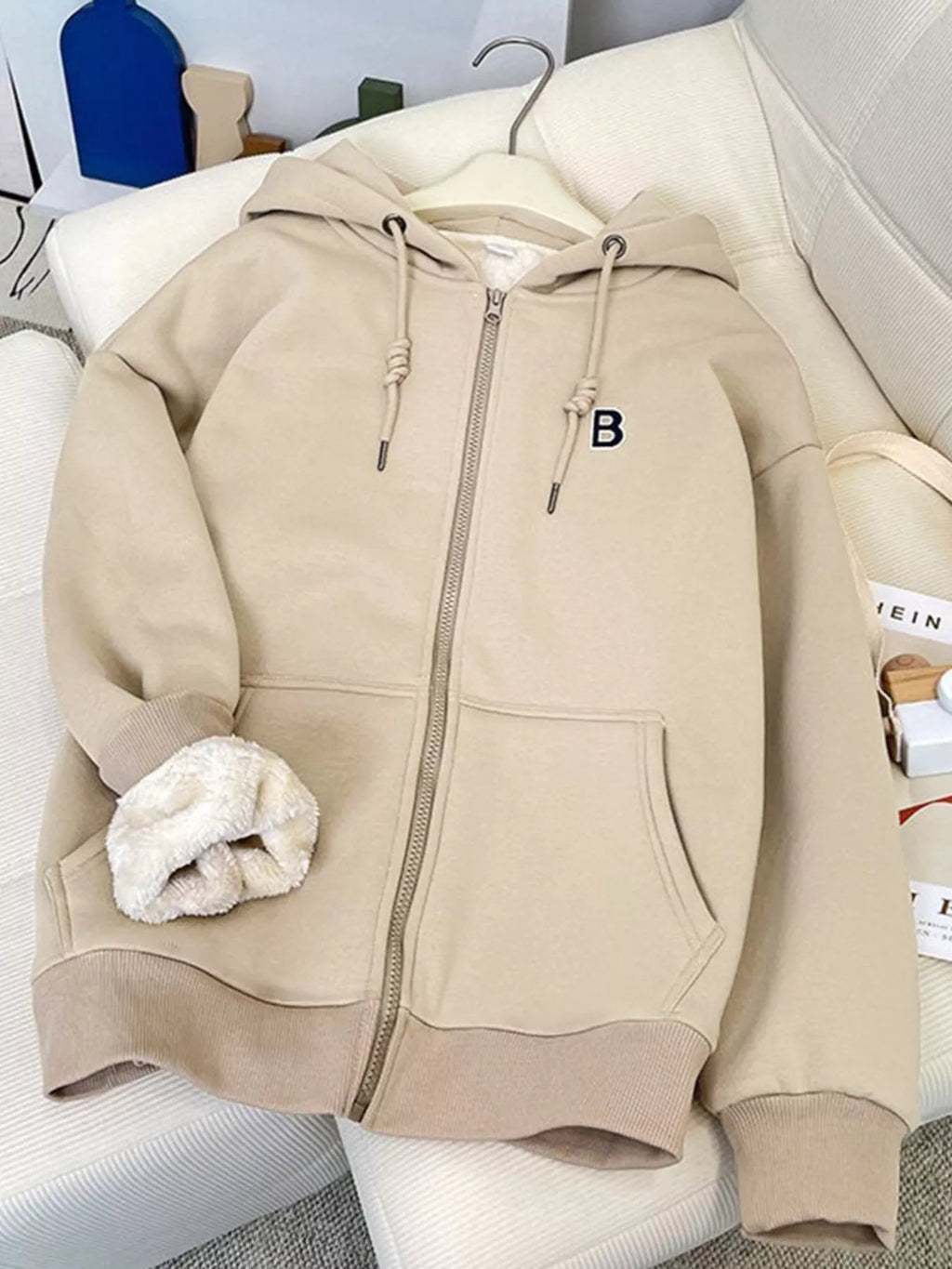 Fleece Lined Zip Up Hoodie Women Drawstring Warm Jacket With Pockets — Kharites Shop - Kharites