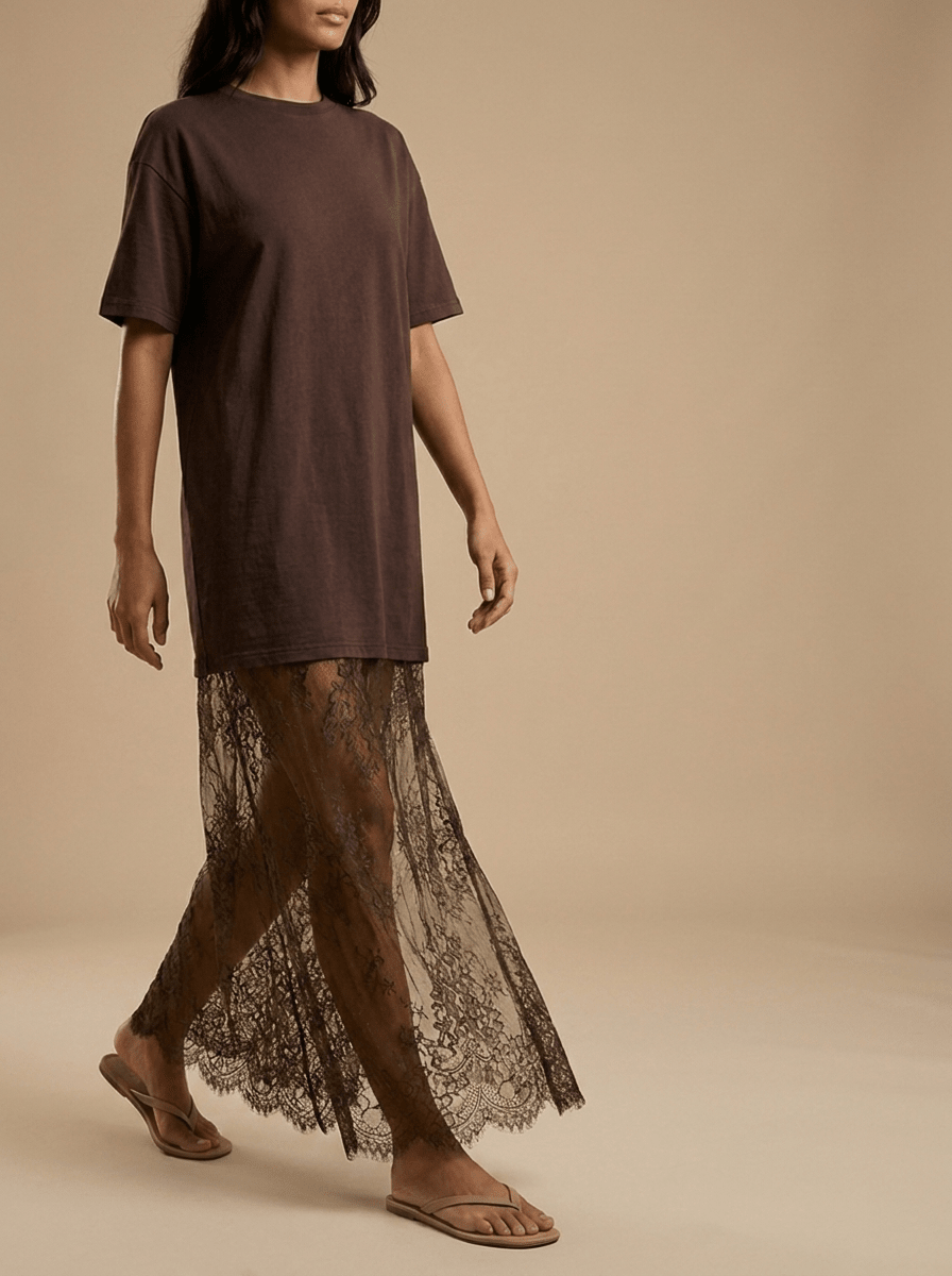 Floral Cotton T Shirt Dress Women Loose Short Sleeve Lace Trim — Kharites Shop - Kharites