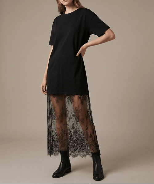 Floral Cotton T Shirt Dress Women Loose Short Sleeve Lace Trim — Kharites Shop - Kharites