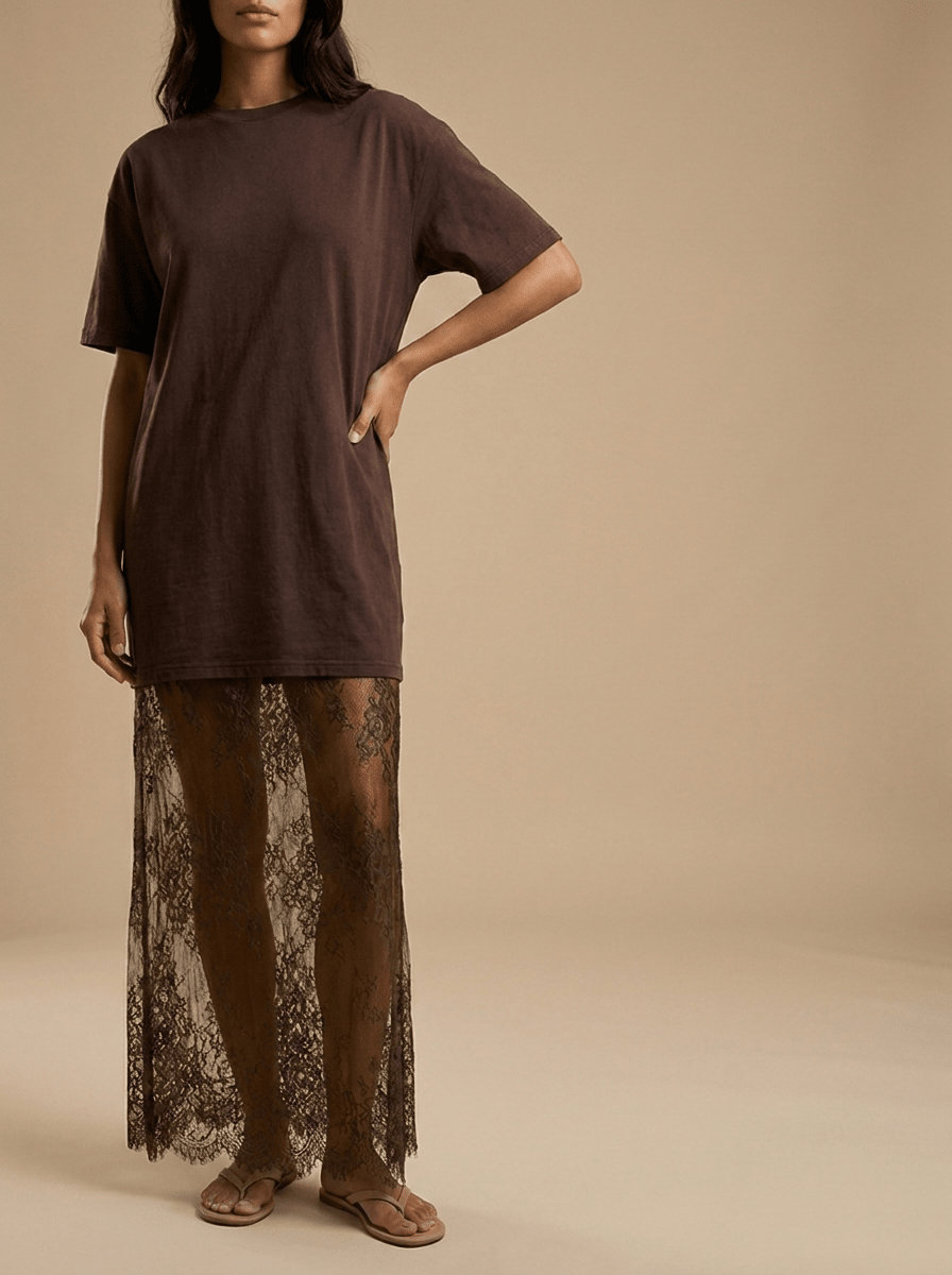 Floral Cotton T Shirt Dress Women Loose Short Sleeve Lace Trim — Kharites Shop - Kharites