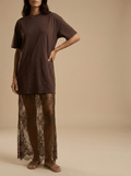 Floral Cotton T Shirt Dress Women Loose Short Sleeve Lace Trim — Kharites Shop - Kharites