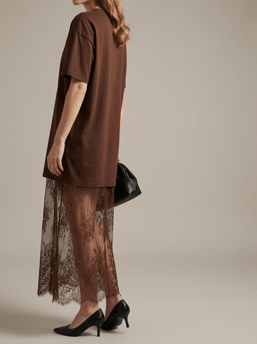 Floral Cotton T Shirt Dress Women Loose Short Sleeve Lace Trim — Kharites Shop - Kharites