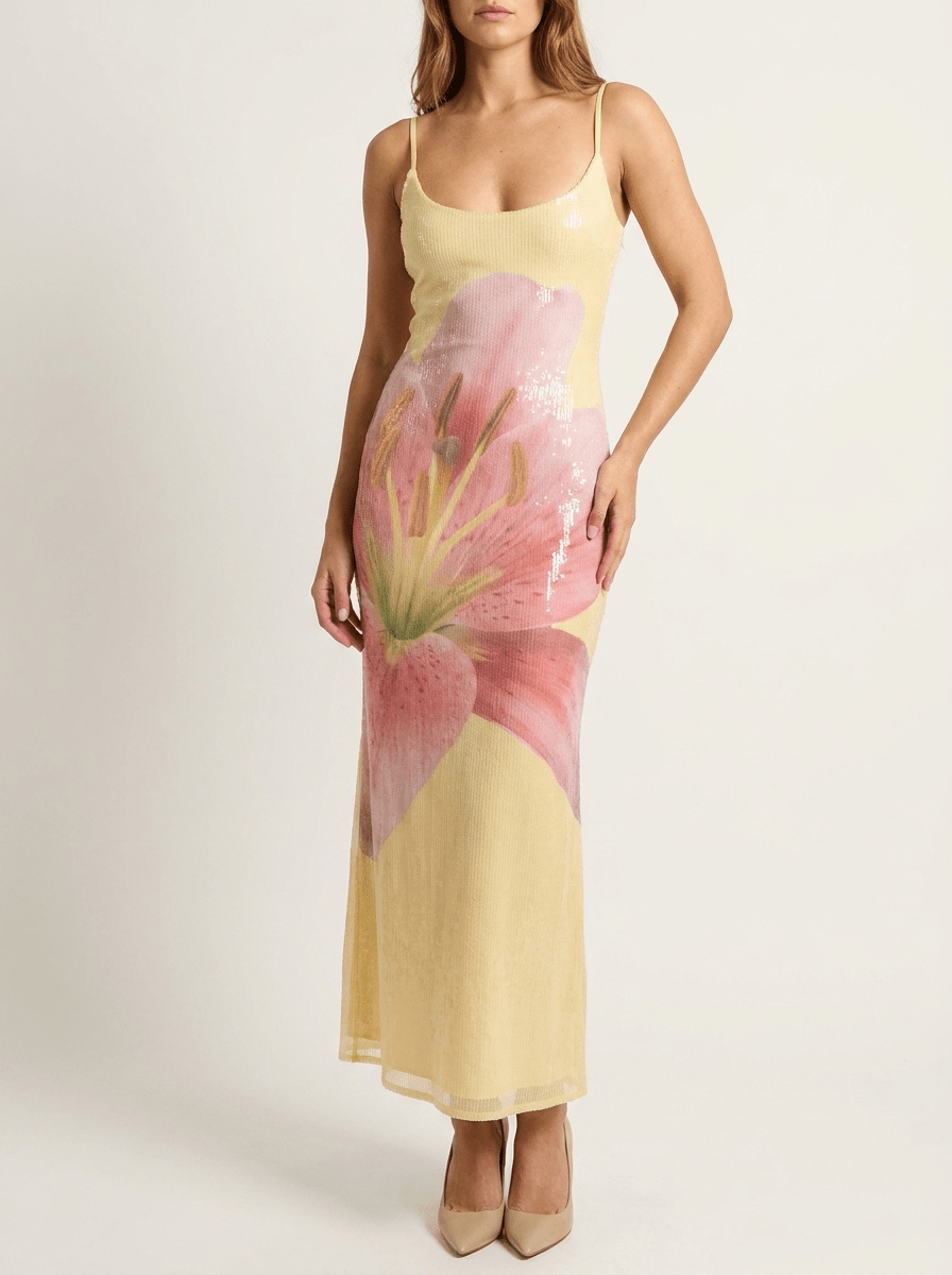 Floral Maxi Dress Women Scoop Neck Cami Sleeveless Summer Long Dress — Kharites Shop - Kharites