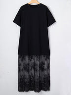 Floral Patchwork Short Sleeve T Shirt Loose Dress - Kharites