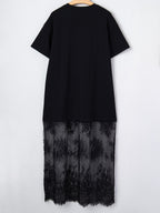 Floral Patchwork Short Sleeve T Shirt Loose Dress - Kharites