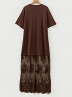 Floral Patchwork Short Sleeve T Shirt Loose Dress - Kharites