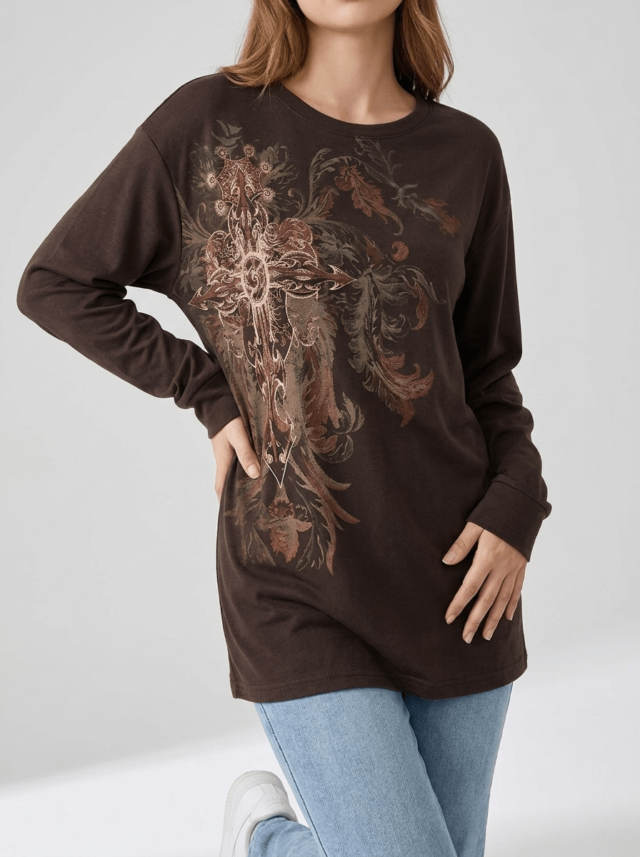 Halloween Skeleton Long Sleeve Top Women Graphic Casual Goth Tee — Kharites Shop - Kharites