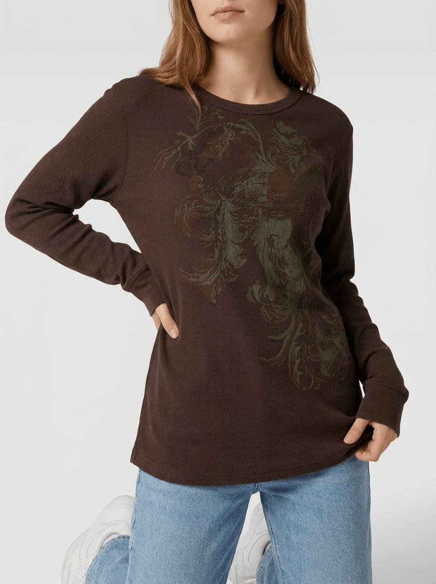 Halloween Skeleton Long Sleeve Top Women Graphic Casual Goth Tee — Kharites Shop - Kharites