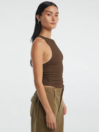 Halter Neck Ribbed Cropped Top - Kharites