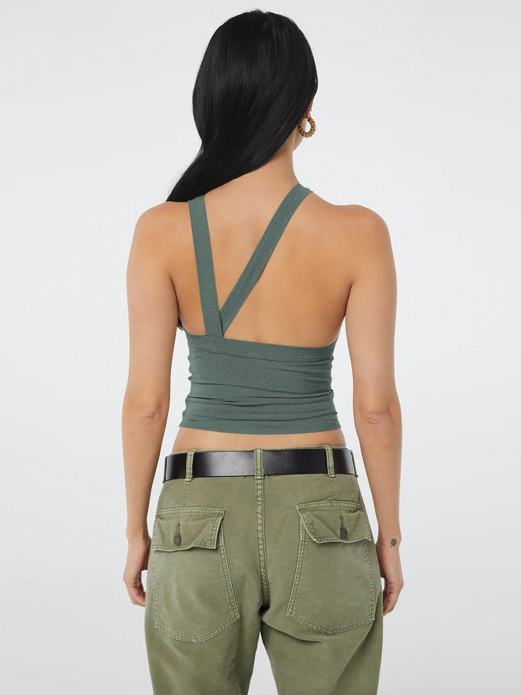 Halter Neck Ribbed Cropped Top - Kharites