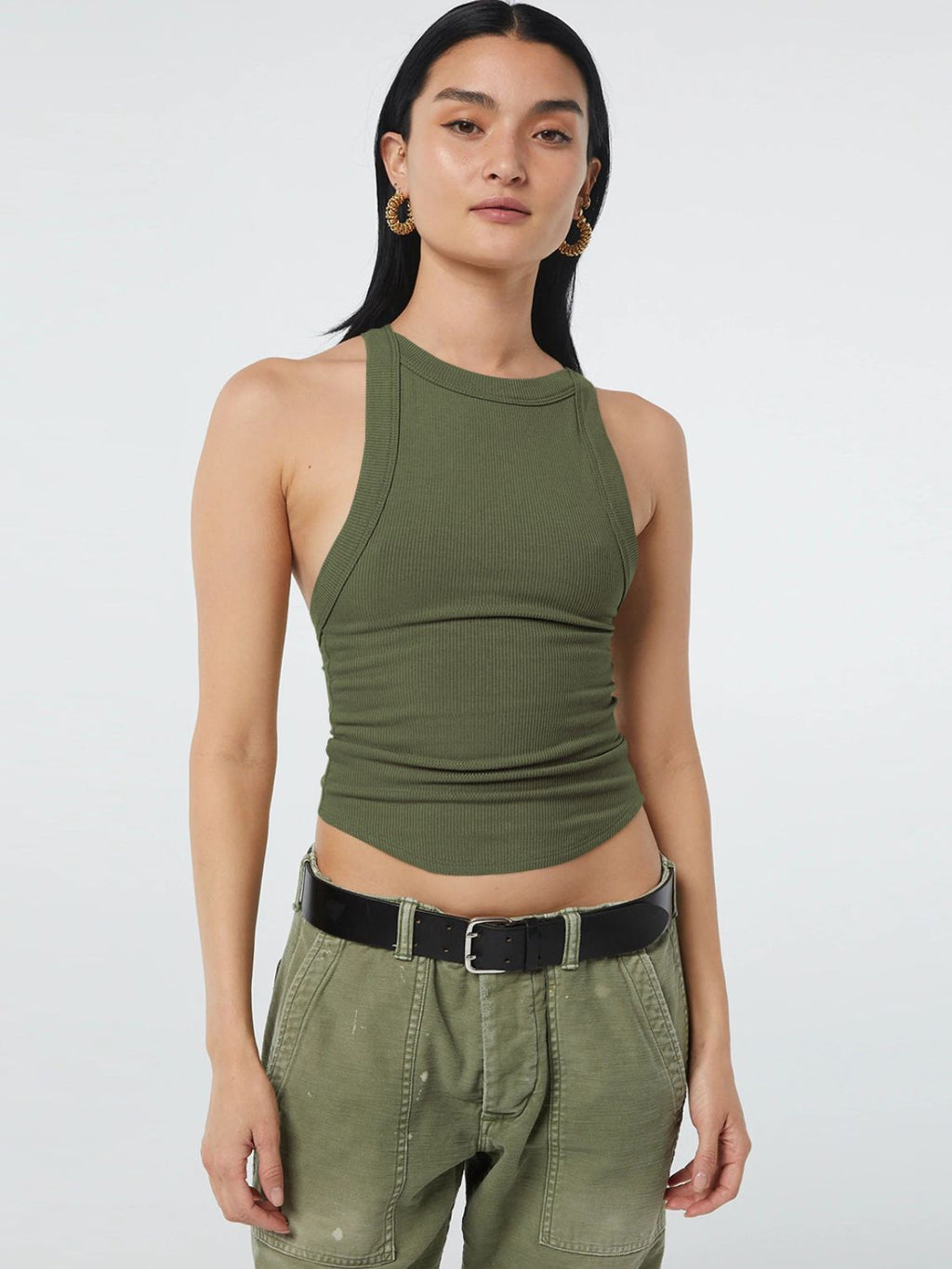 Halter Neck Ribbed Cropped Top - Kharites