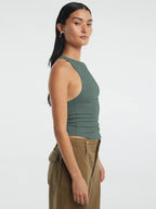 Halter Neck Ribbed Cropped Top - Kharites