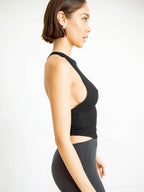 Halter Neck Ribbed Cropped Top - Kharites