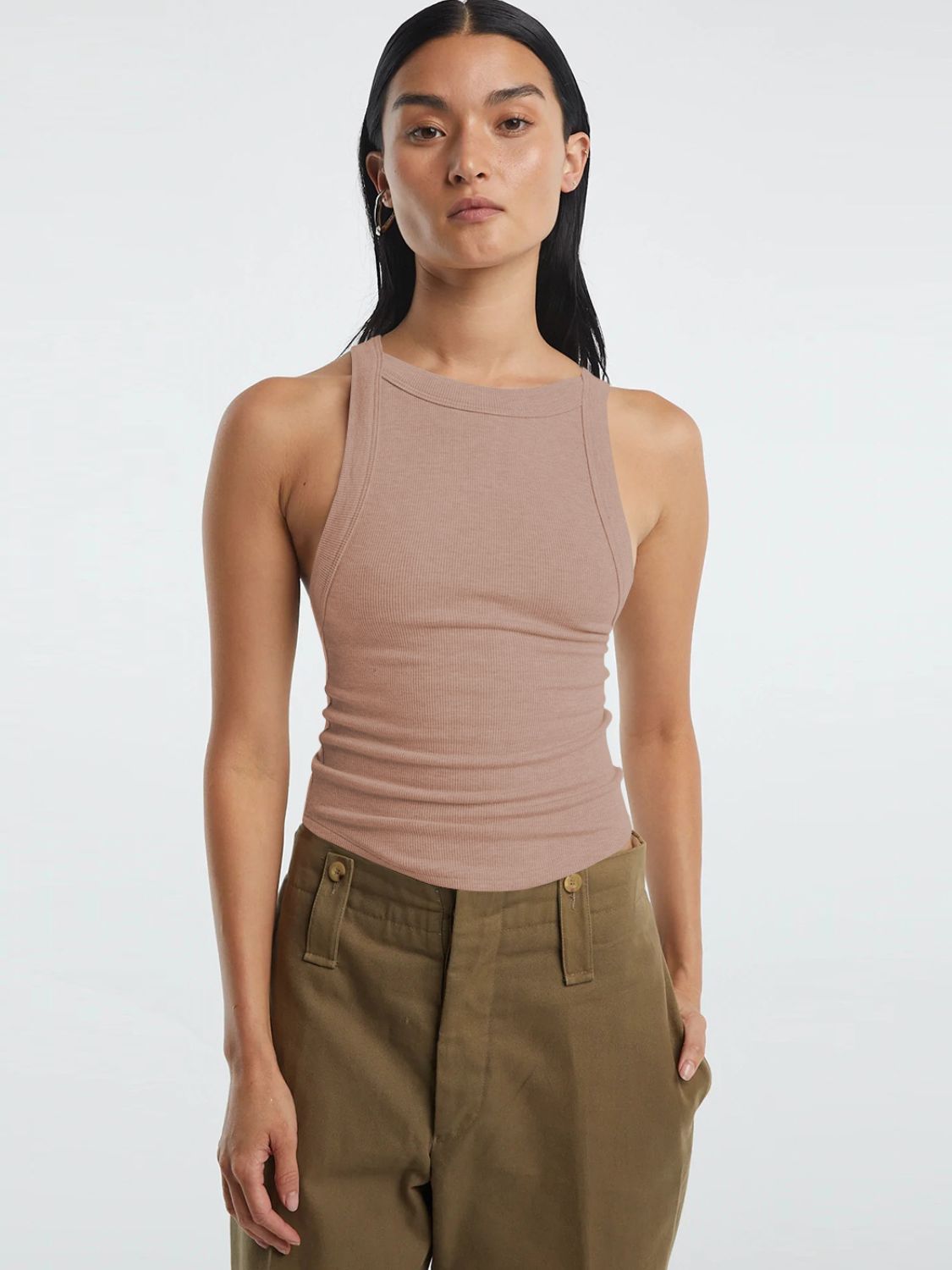 Halter Neck Ribbed Cropped Top - Kharites
