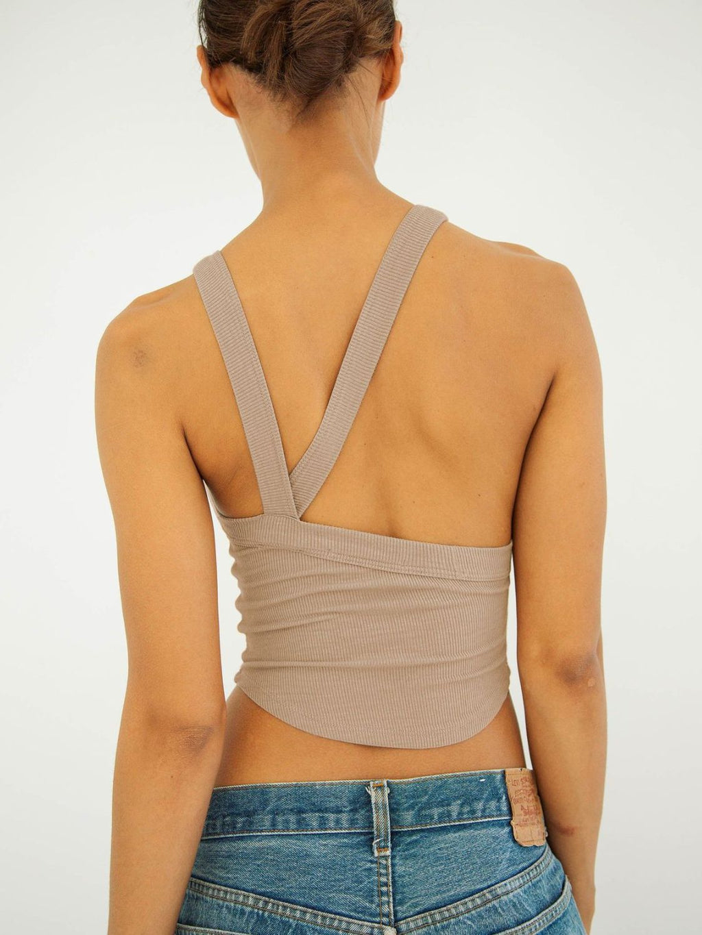 Halter Neck Ribbed Cropped Top - Kharites