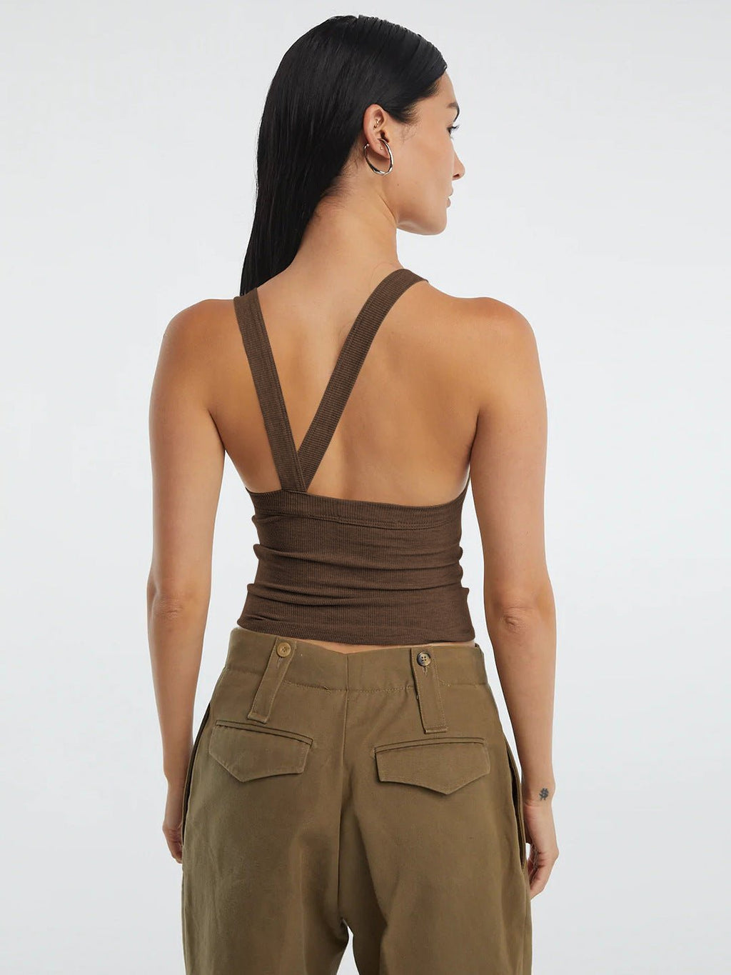 Halter Neck Ribbed Cropped Top - Kharites
