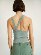 Halter Neck Ribbed Cropped Top - Kharites