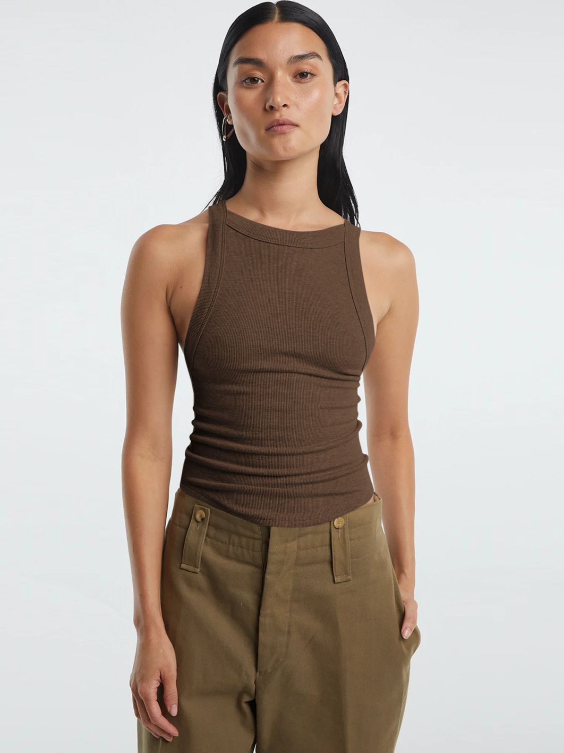 Halter Neck Ribbed Cropped Top - Kharites