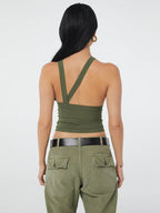 Halter Neck Ribbed Cropped Top - Kharites