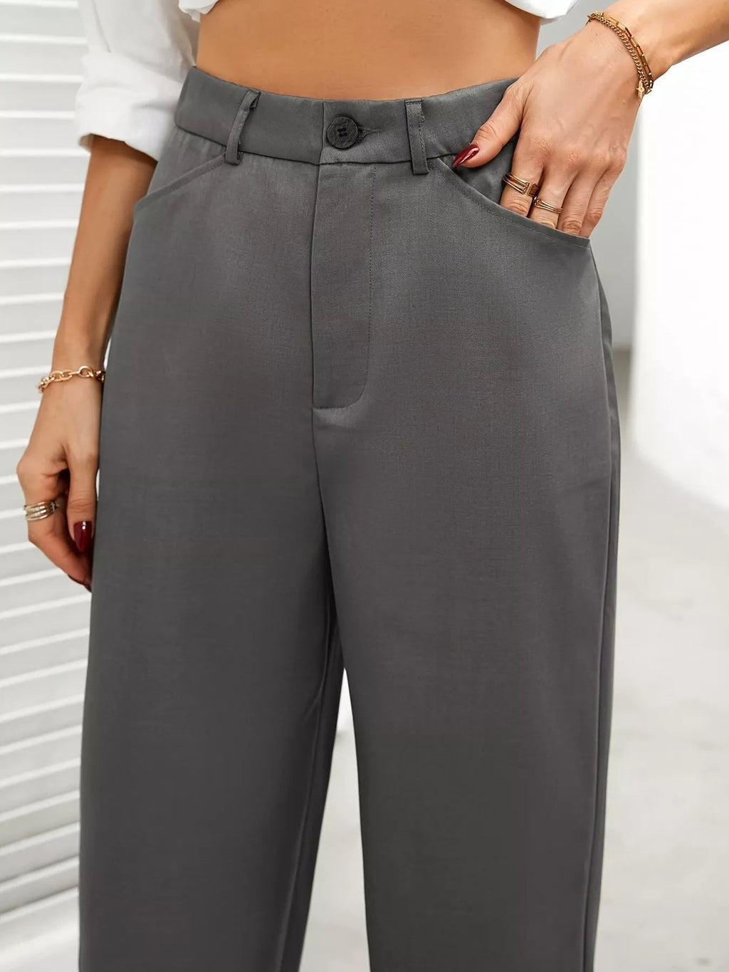 High Waist Wide Leg Pants - Kharites