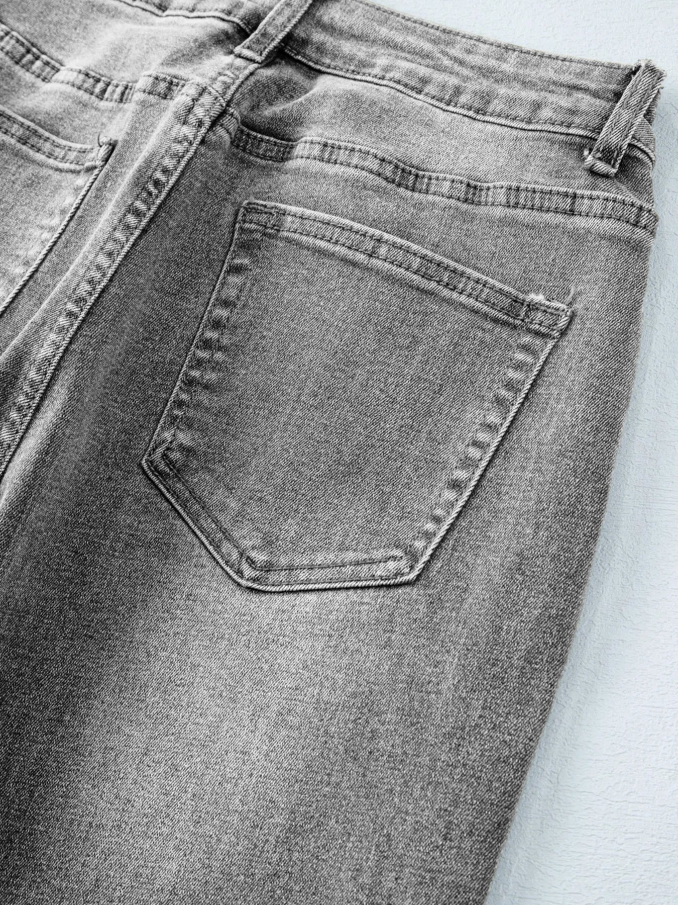 High Waist Wide Leg Washed Jeans - Kharites